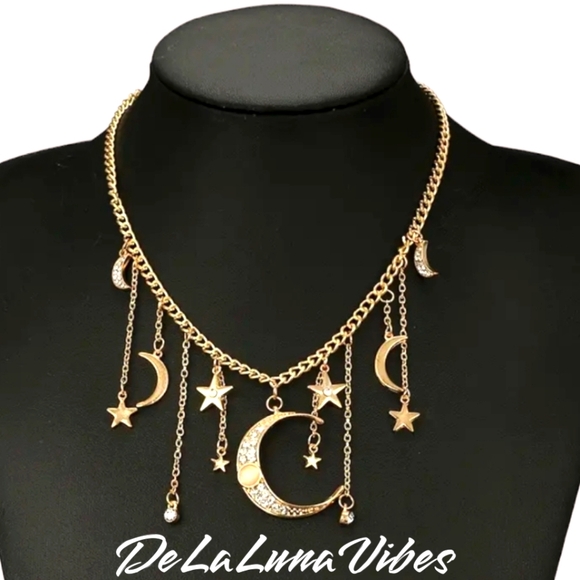 Moon Necklace - New - Gold Tone - Picture 1 of 6